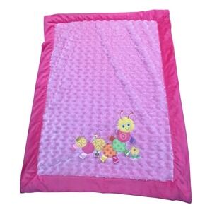 Taggies Pink Caterpillar Baby Blanket Rosebud Swirl Plush Satin‎ Border 30x40